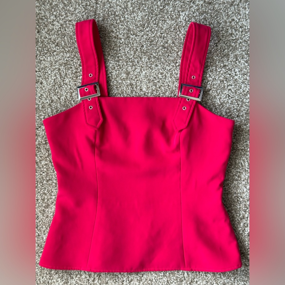Amanda Uprichard Mandy Buckle Top Hot Pink Corset Tank Size M